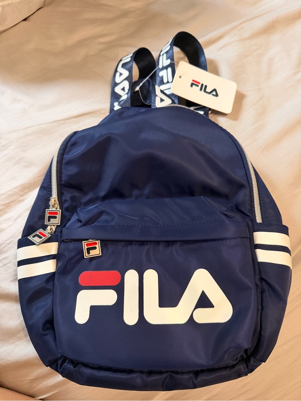 Fila Navy and White Logo Backpack